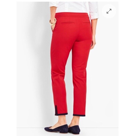 Talbots Women’s Tipped Bi Stretch Ankle Pants 16 Petite Red Casual Stretch - Picture 3 of 15